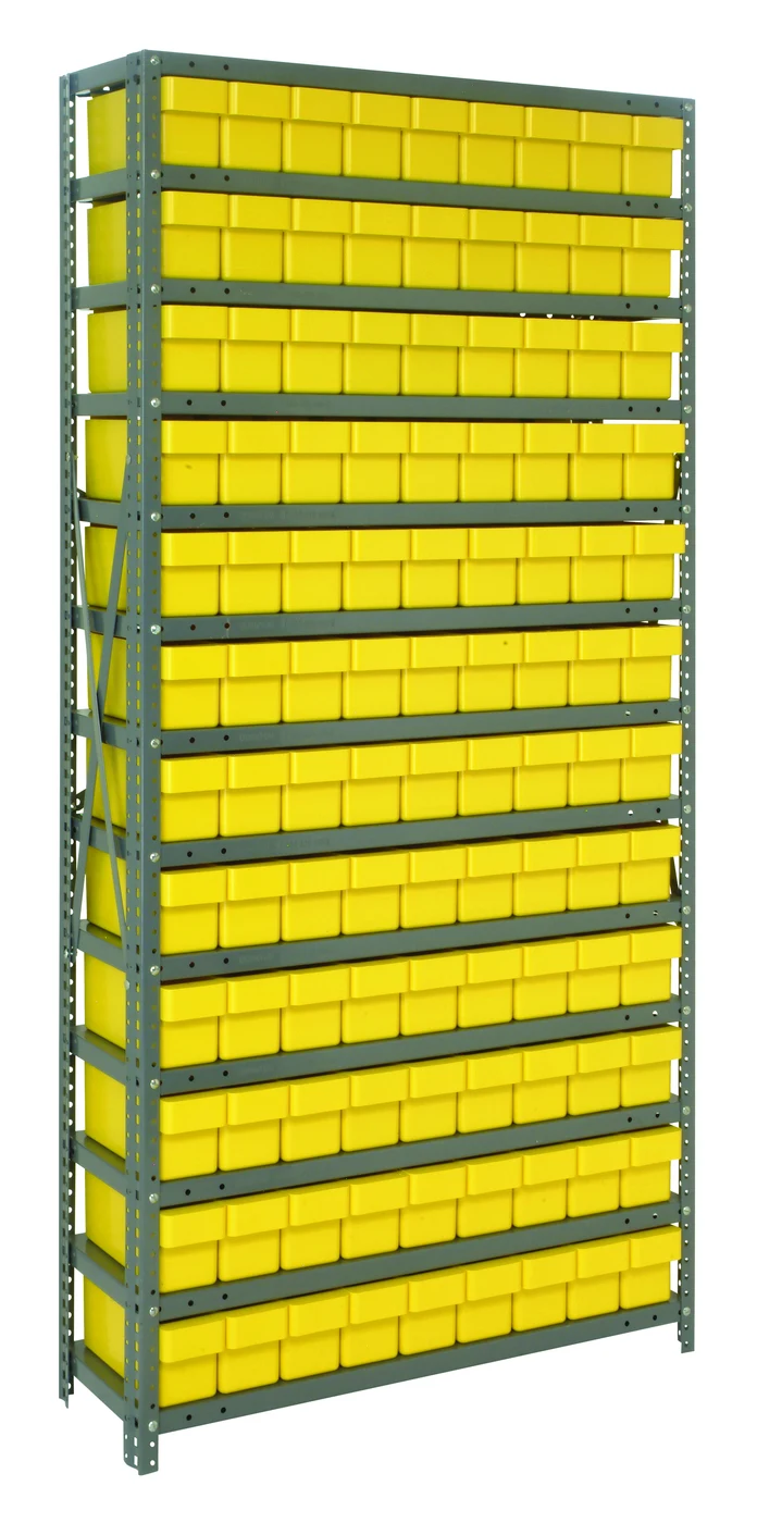 Quantum 1275-501YL Shelving Unit, 12"D x 36"L x 75"H, 400 lb capacity, Galvanized