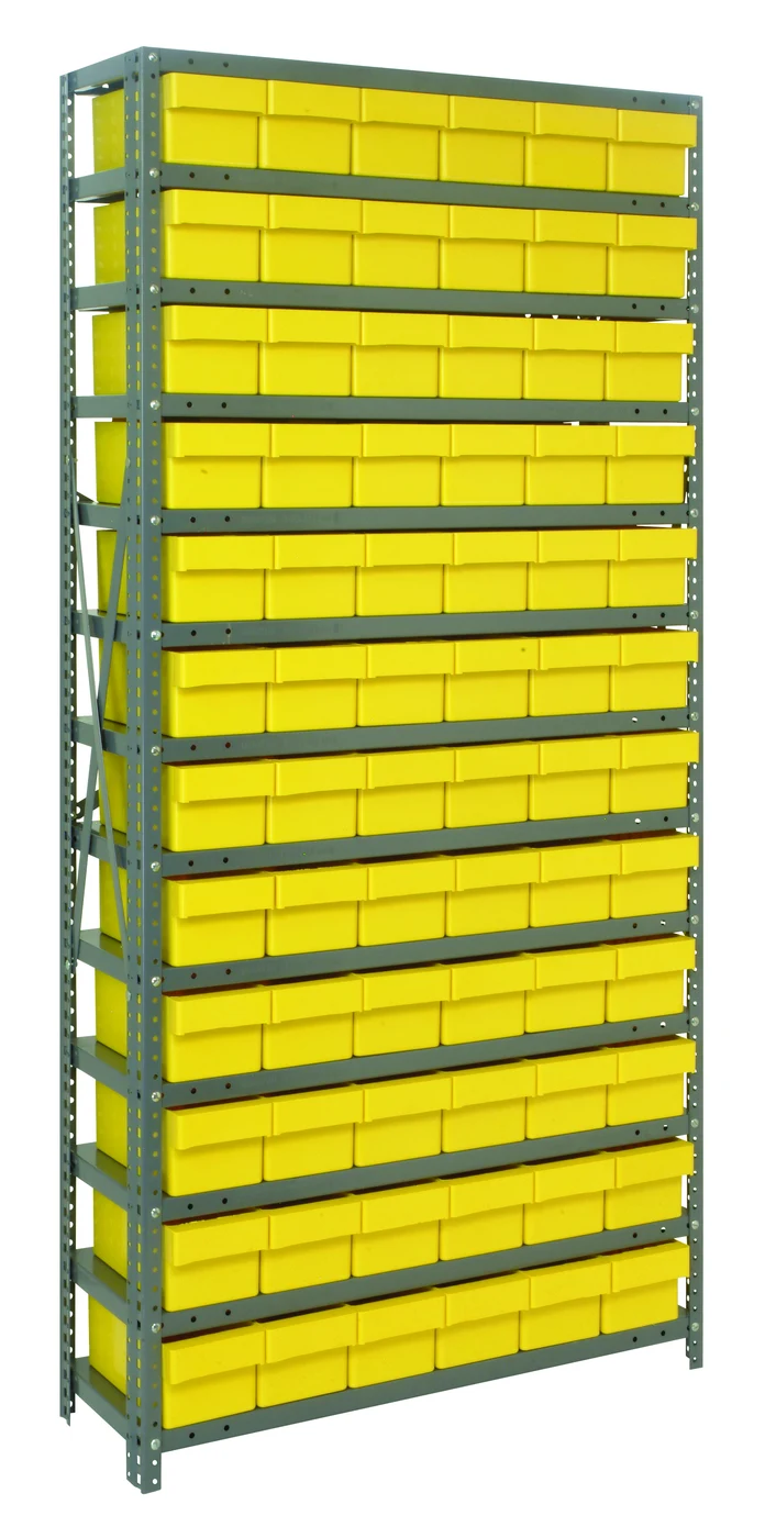 Quantum 1275-601YL Shelving Unit, 12"D x 36"L x 75"H, 400 lb capacity, Galvanized