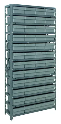 Quantum 1275-701GY Shelving Unit, 12"D x 36"L x 75"H, 400 lb capacity, Galvanized