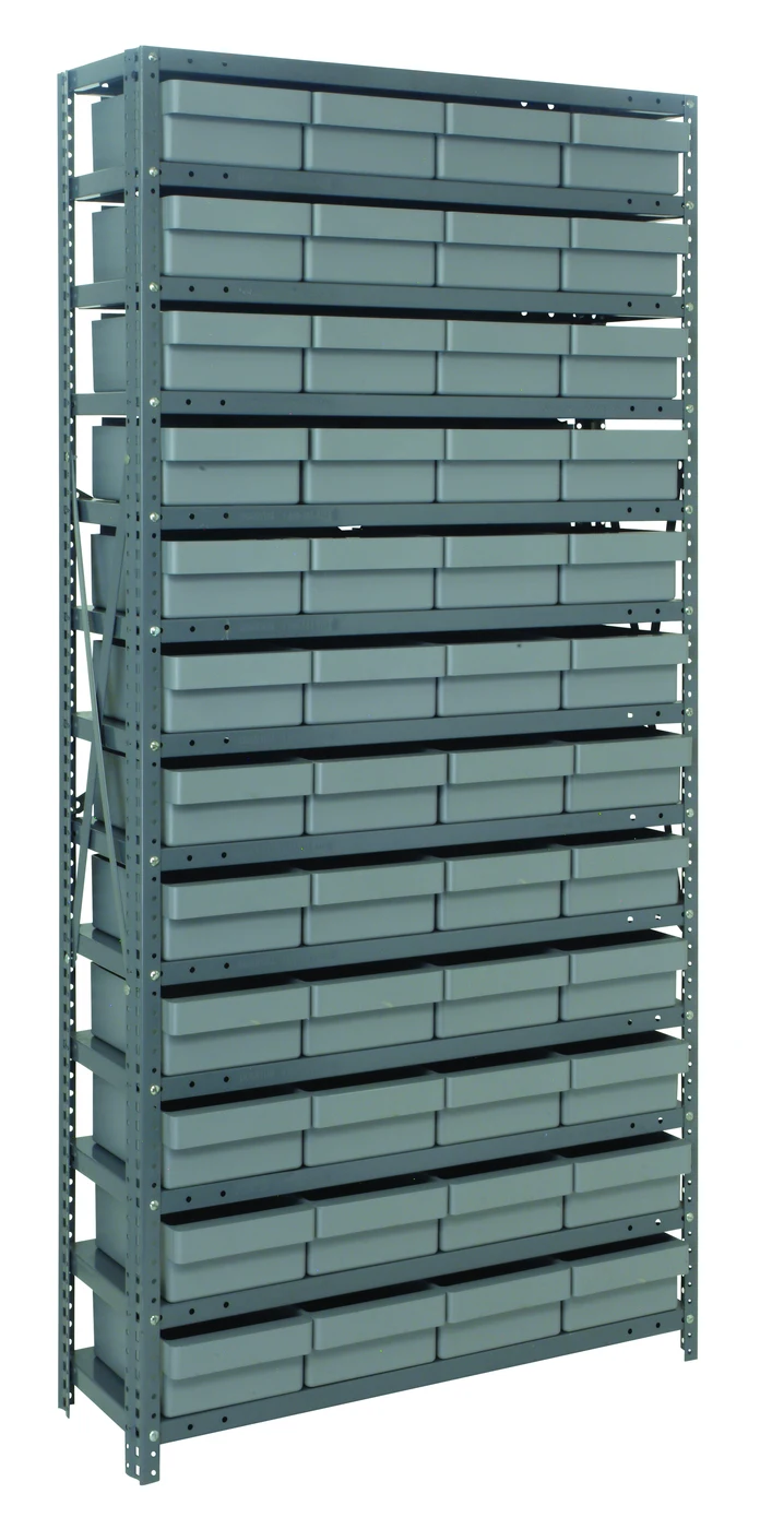 Quantum 1275-701GY Shelving Unit, 12"D x 36"L x 75"H, 400 lb capacity, Galvanized