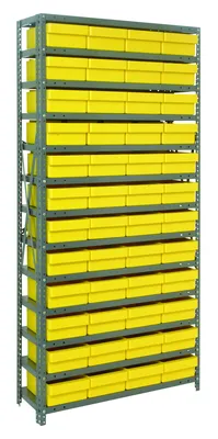 Quantum 1275-701YL Shelving Unit, 12"D x 36"L x 75"H, 400 lb capacity, Galvanized