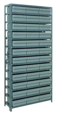 Quantum 1275-801GY Shelving Unit, 12"D x 36"L x 75"H, 400 lb capacity, Galvanized