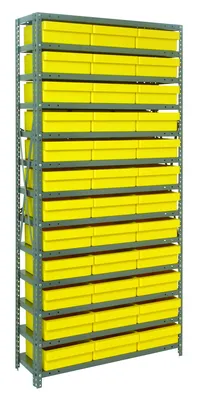 Quantum 1275-801YL Shelving Unit, 12"D x 36"L x 75"H, 400 lb capacity, Galvanized