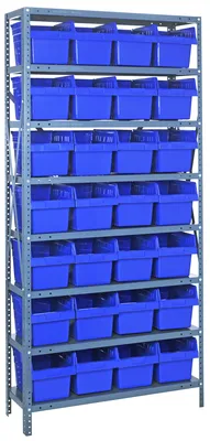 Quantum 1275-SB807BL Shelving Unit, 12"D x 36"L x 75"H, 400 lb capacity, Galvanized