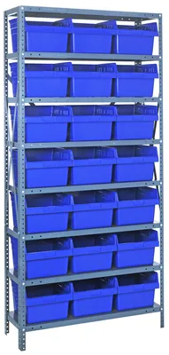 Quantum 1275-SB809BL Shelving Unit, 12"D x 36"L x 75"H, 400 lb capacity, Galvanized
