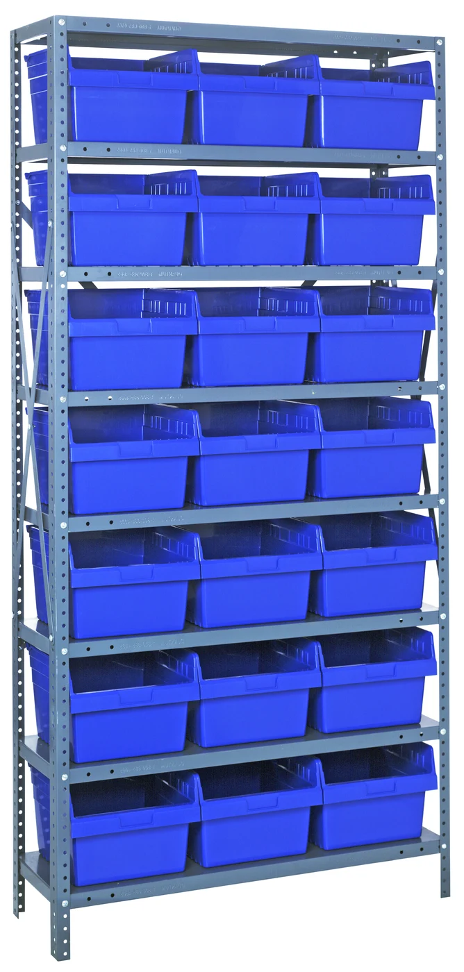 Quantum 1275-SB809BL Shelving Unit, 12"D x 36"L x 75"H, 400 lb capacity, Galvanized