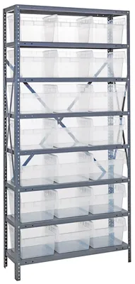 Quantum 1275-SB809CL Shelving Unit, 12"D x 36"L x 75"H, 400 lb capacity, Galvanized