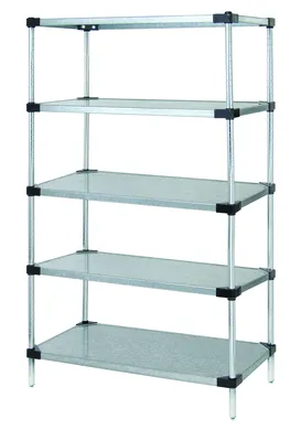 Quantum WR63-1448SG-5 Solid Shelving Starter Kit, 48"W x 14"D x 63"H, 400-600 lb capacity, Galvanized