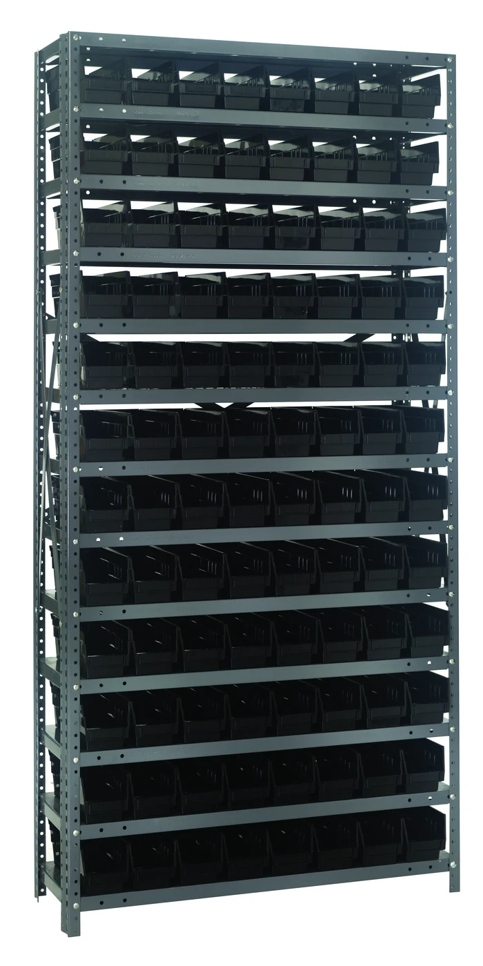 Quantum 1875-103BK Shelving Unit, 18"D x 36"L x 75"H, 400 lb capacity, Galvanized