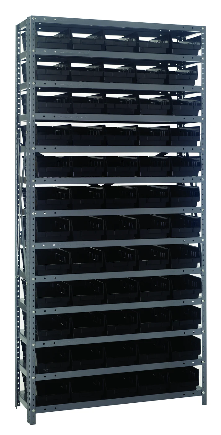 Quantum 1875-104BK Shelving Unit, 18"D x 36"L x 75"H, 400 lb capacity, Galvanized