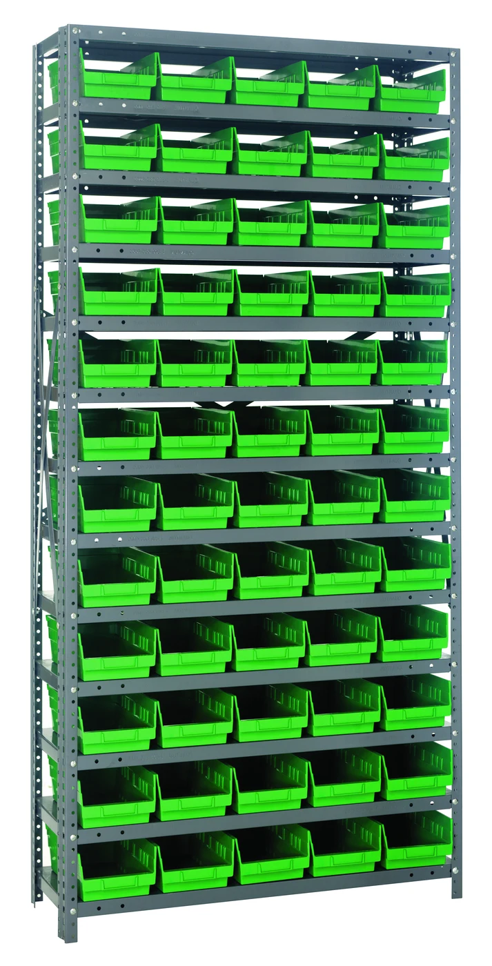 Quantum 1875-104GN Shelving Unit, 18"D x 36"L x 75"H, 400 lb capacity, Galvanized