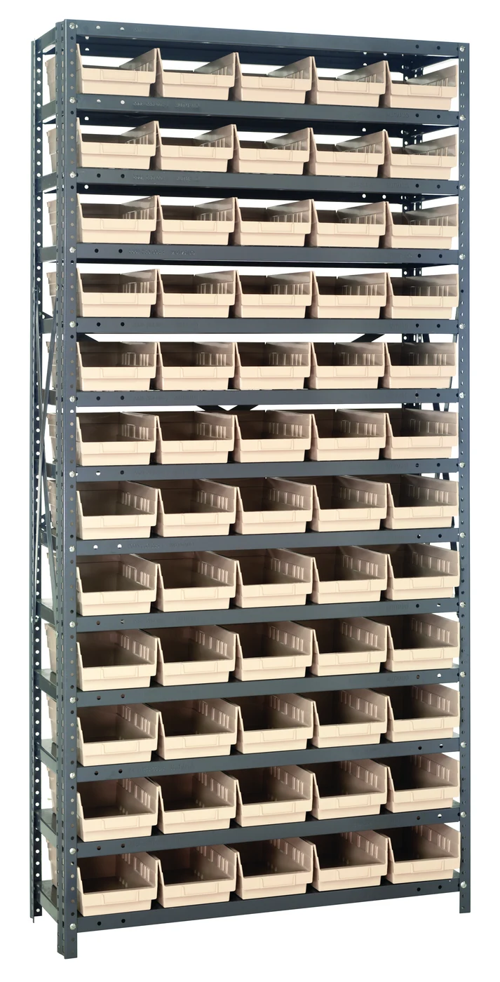 Quantum 1875-104IV Shelving Unit, 18"D x 36"L x 75"H, 400 lb capacity, Galvanized