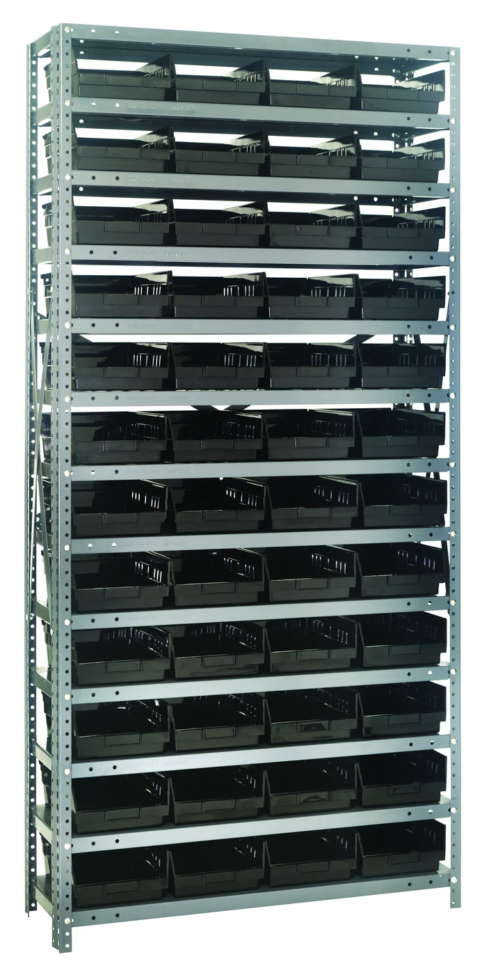 Quantum 1875-108BK Shelving Unit, 18"D x 36"L x 75"H, 400 lb capacity, Galvanized
