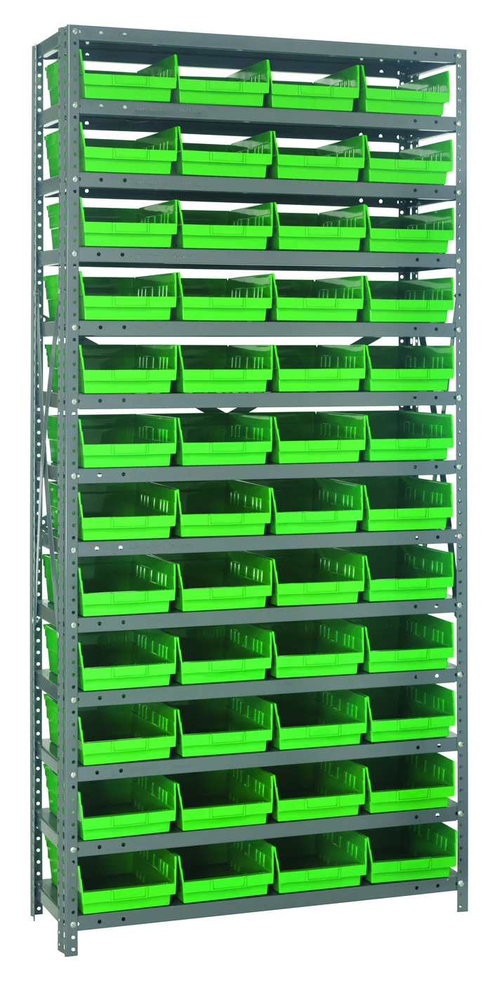 Quantum 1875-108GN Shelving Unit, 18"D x 36"L x 75"H, 400 lb capacity, Galvanized