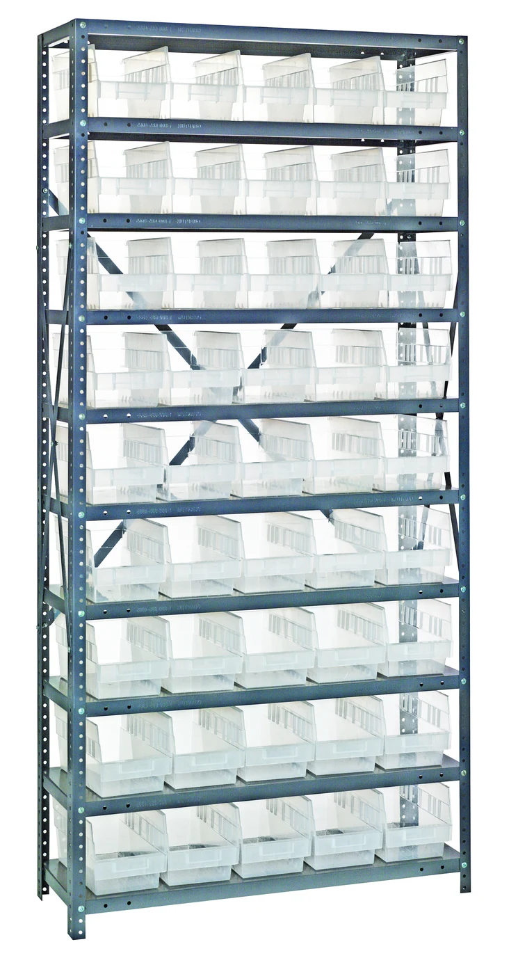 Quantum 1875-204CL Shelving Unit, 18"D x 36"L x 75"H, 400 lb capacity, Galvanized
