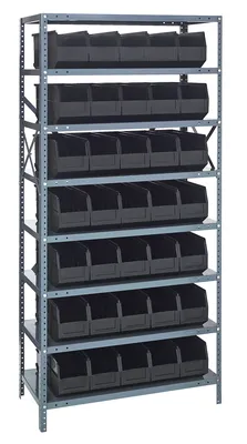 Quantum 1875-461BK Shelving Unit, 18"D x 36"L x 75"H, 400 lb capacity, Galvanized