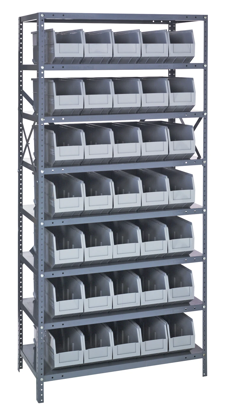 Quantum 1875-461GY Shelving Unit, 18"D x 36"L x 75"H, 400 lb capacity, Galvanized