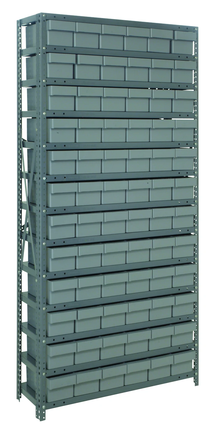 Quantum 1875-602GY Shelving Unit, 18"D x 36"L x 75"H, 400 lb capacity, Galvanized