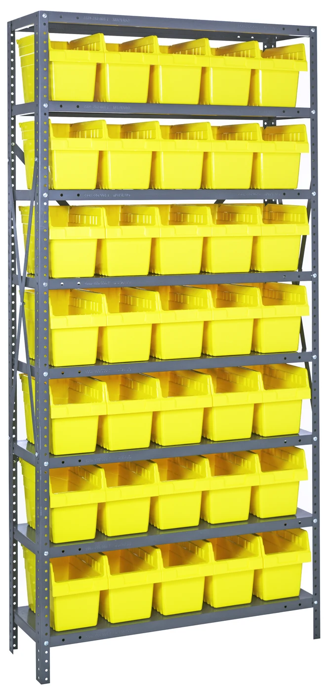 Quantum 1875-SB804YL Shelving Unit, 18"D x 36"L x 75"H, 400 lb capacity, Galvanized
