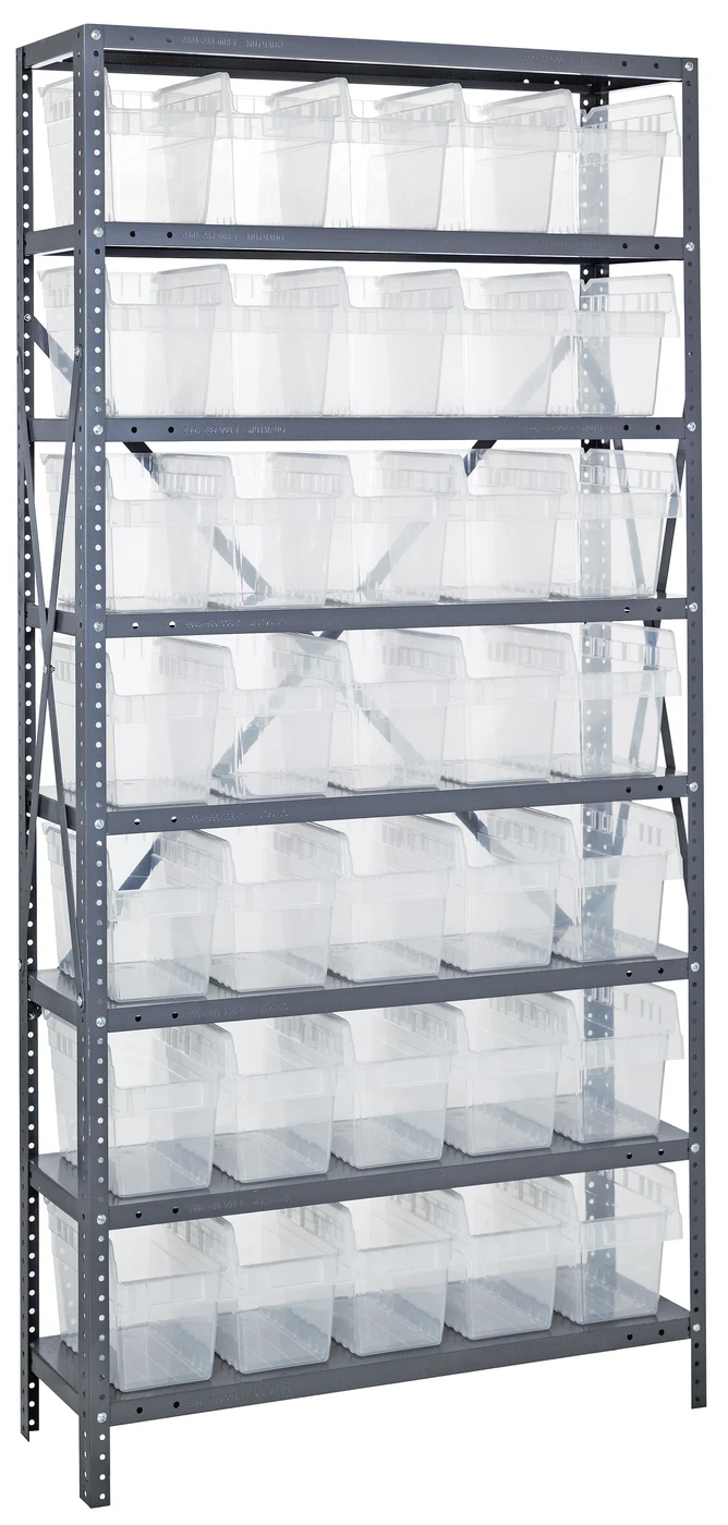 Quantum 1875-SB804CL Shelving Unit, 18"D x 36"L x 75"H, 400 lb capacity, Galvanized