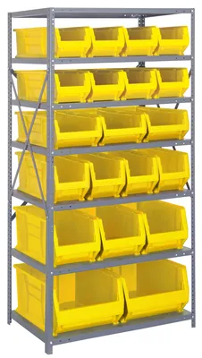 Quantum 2475-20-MIXYL Shelving Unit, 24"D x 36"L x 75"H, 400 lb capacity, Galvanized