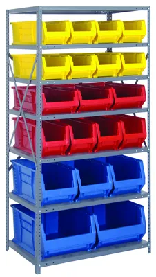 Quantum 2475-20-MIXBL Shelving Unit, 24"D x 36"L x 75"H, 400 lb capacity, Galvanized
