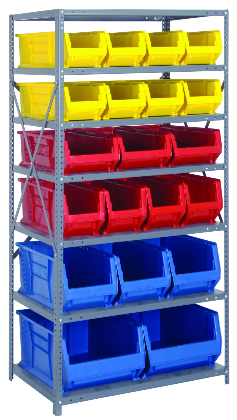 Quantum 2475-20-MIXBL Shelving Unit, 24"D x 36"L x 75"H, 400 lb capacity, Galvanized