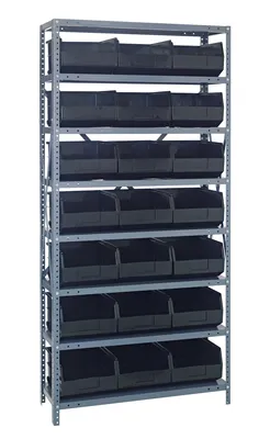 Quantum 2475-485BK Shelving Unit, 24"D x 36"L x 75"H, 400 lb capacity, Galvanized