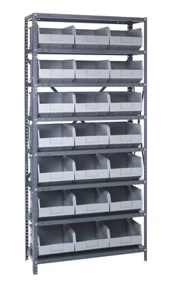 Quantum 2475-485GY Shelving Unit, 24"D x 36"L x 75"H, 400 lb capacity, Galvanized