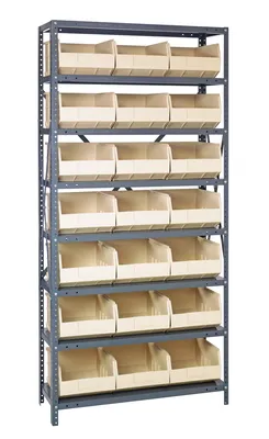 Quantum 2475-485IV Shelving Unit, 24"D x 36"L x 75"H, 400 lb capacity, Galvanized