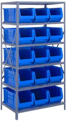 Quantum 2475-953BL Shelving Unit, 24"D x 36"L x 75"H, 400 lb capacity, Galvanized