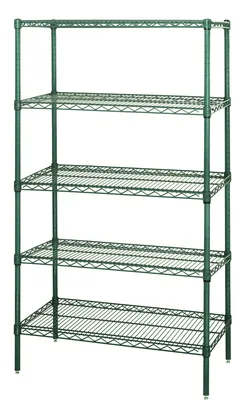 Quantum AD74-1236P-5 Wire Shelving Add-On Kit, 36"W x 12"D x 74"H, 600-800 lb capacity, Green