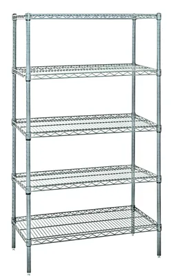 Quantum AD54-1436SG-5 Solid Shelving Add-On Kit, 36"W x 14"D x 54"H, 400-600 lb capacity, Galvanized