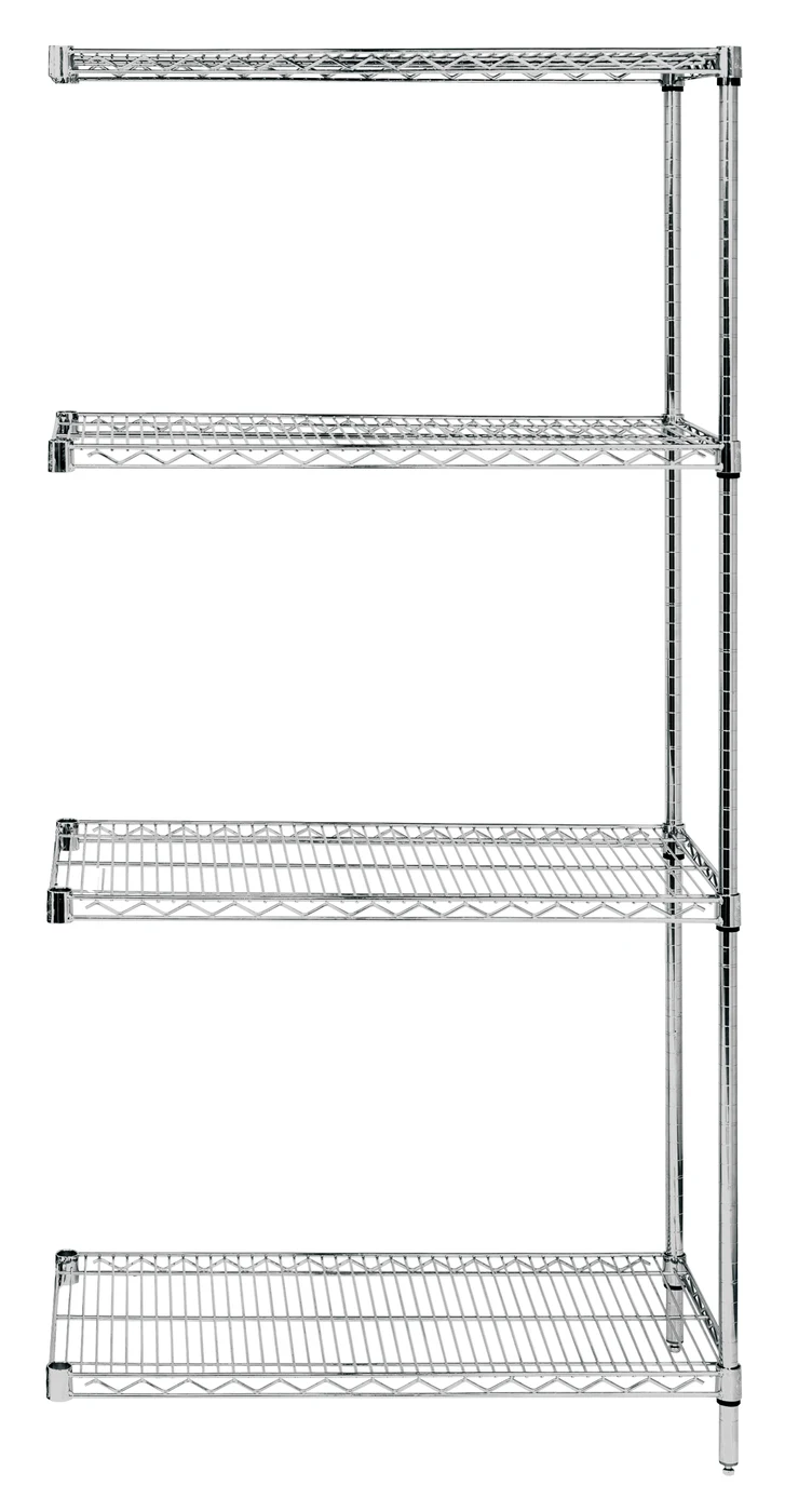 Quantum AD74-1236S Wire Shelving Add-On Kit, 36"W x 12"D x 74"H, 600-800 lb capacity, Stainless