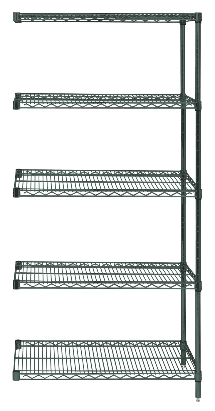 Quantum AD54-2124P-5 Wire Shelving Add-On Kit, 24"W x 21"D x 54"H, 600-800 lb capacity, Green
