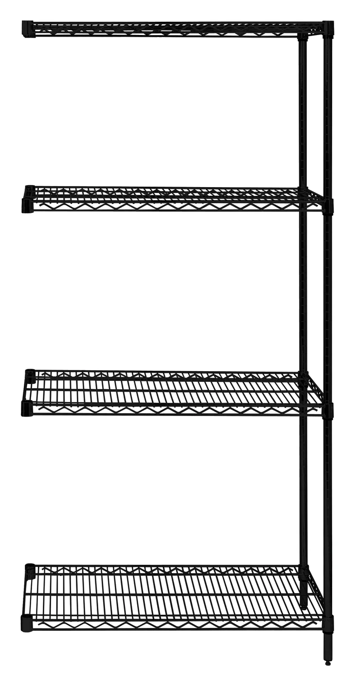 Quantum AD54-2124BK Wire Shelving Add-On Kit, 24"W x 21"D x 54"H, 600-800 lb capacity, Black