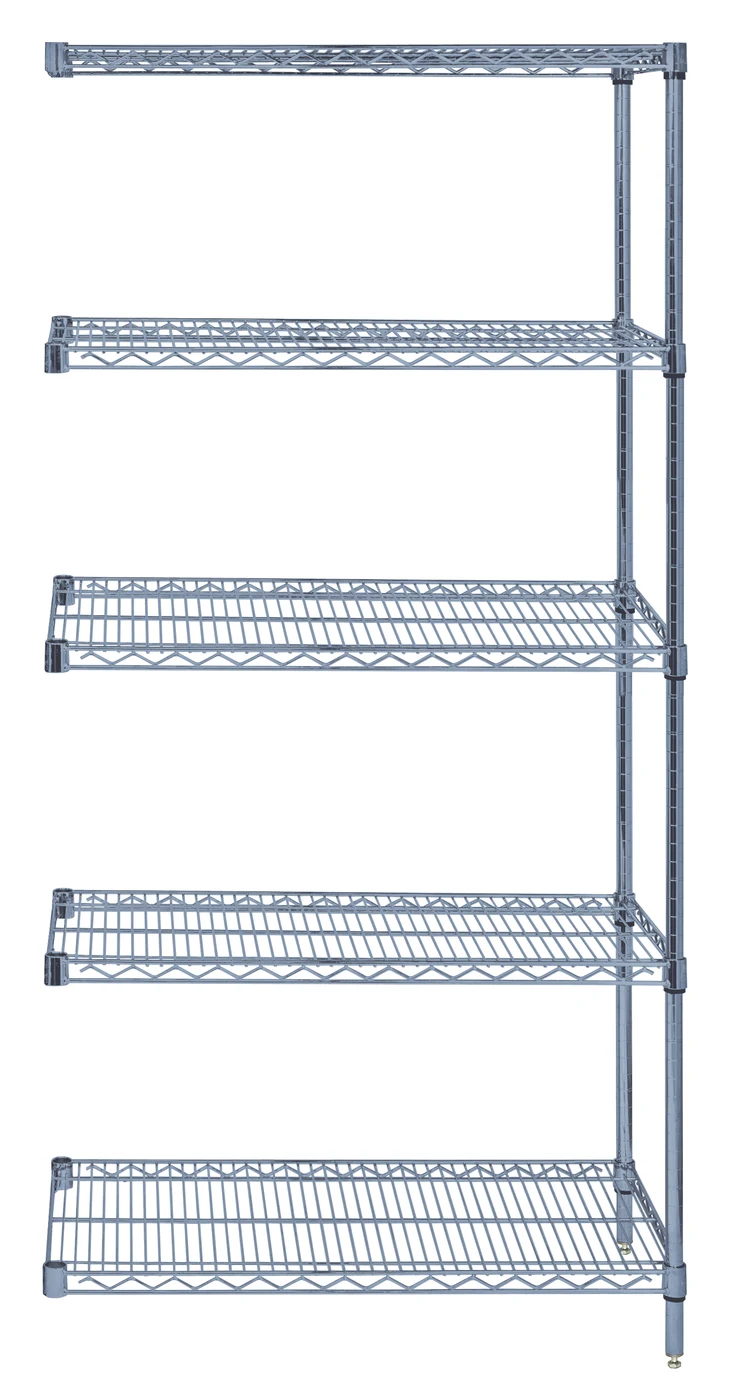 Quantum AD74-1236GY-5 Wire Shelving Add-On Kit, 36"W x 12"D x 74"H, 600-800 lb capacity, Gray