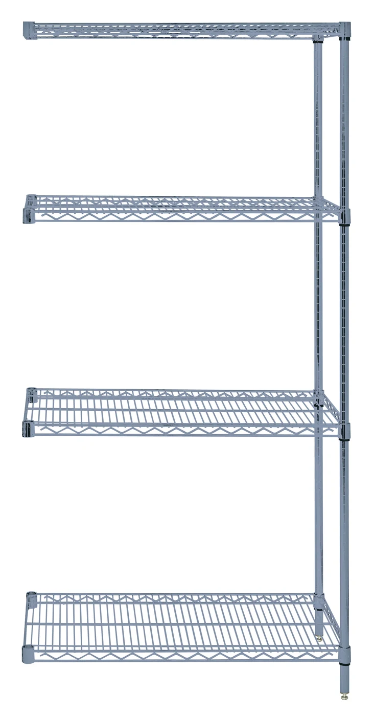 Quantum AD74-1236GY Wire Shelving Add-On Kit, 36"W x 12"D x 74"H, 600-800 lb capacity, Gray