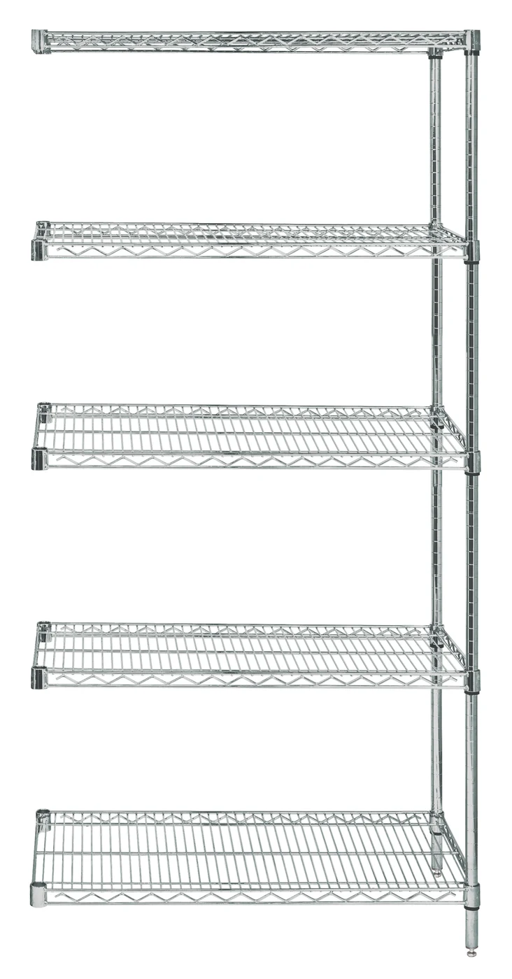 Quantum AD54-2124S-5 Wire Shelving Add-On Kit, 24"W x 21"D x 54"H, 600-800 lb capacity, Stainless