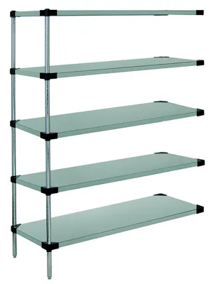 Quantum WRSAD5-63-1824SS Solid Shelving Add-On Kit, 24"W x 18"D x 63"H, 400-600 lb capacity, Stainless