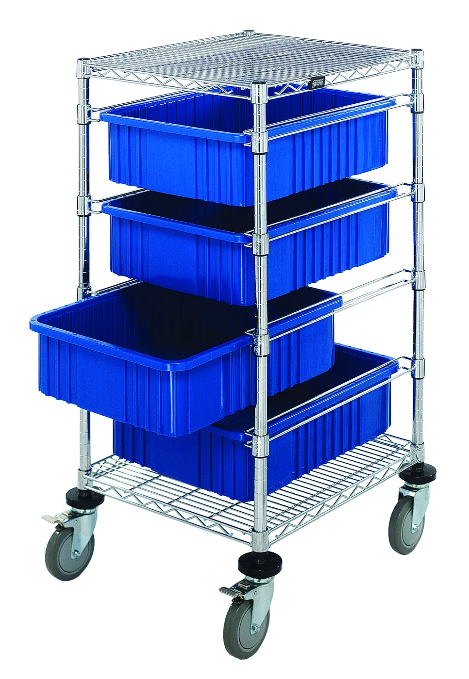 Quantum BC212445M3BL Mobile Bin Cart, 21"W x 24"L x 45"H, 1200 lb capacity, Chrome