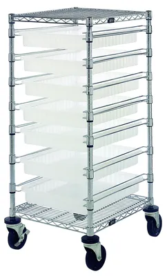 Quantum BC212439M2CL Mobile Bin Cart, 21"W x 24"L x 45"H, 1200 lb capacity, Chrome