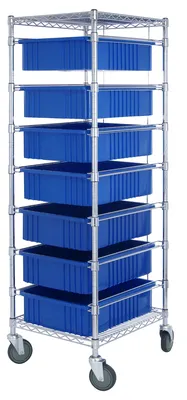 Quantum BC212469M1BL Mobile Bin Cart, 21"W x 24"L x 69"H, 1200 lb capacity, Chrome