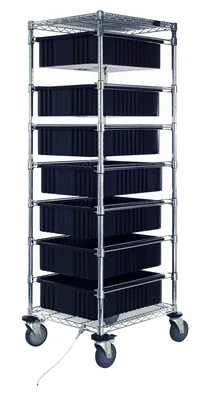Quantum BC212469M1CO Mobile Bin Cart, 21"W x 24"L x 69"H, 1200 lb capacity, Chrome