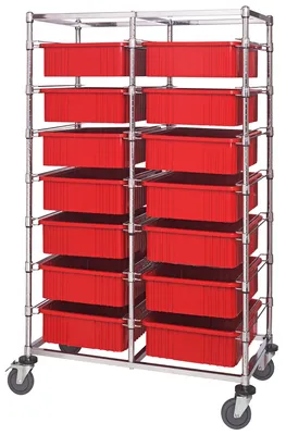 Quantum BC214069M1DRD Mobile Bin Cart, 24"W x 40"L x 69"H, 1200 lb capacity, Chrome