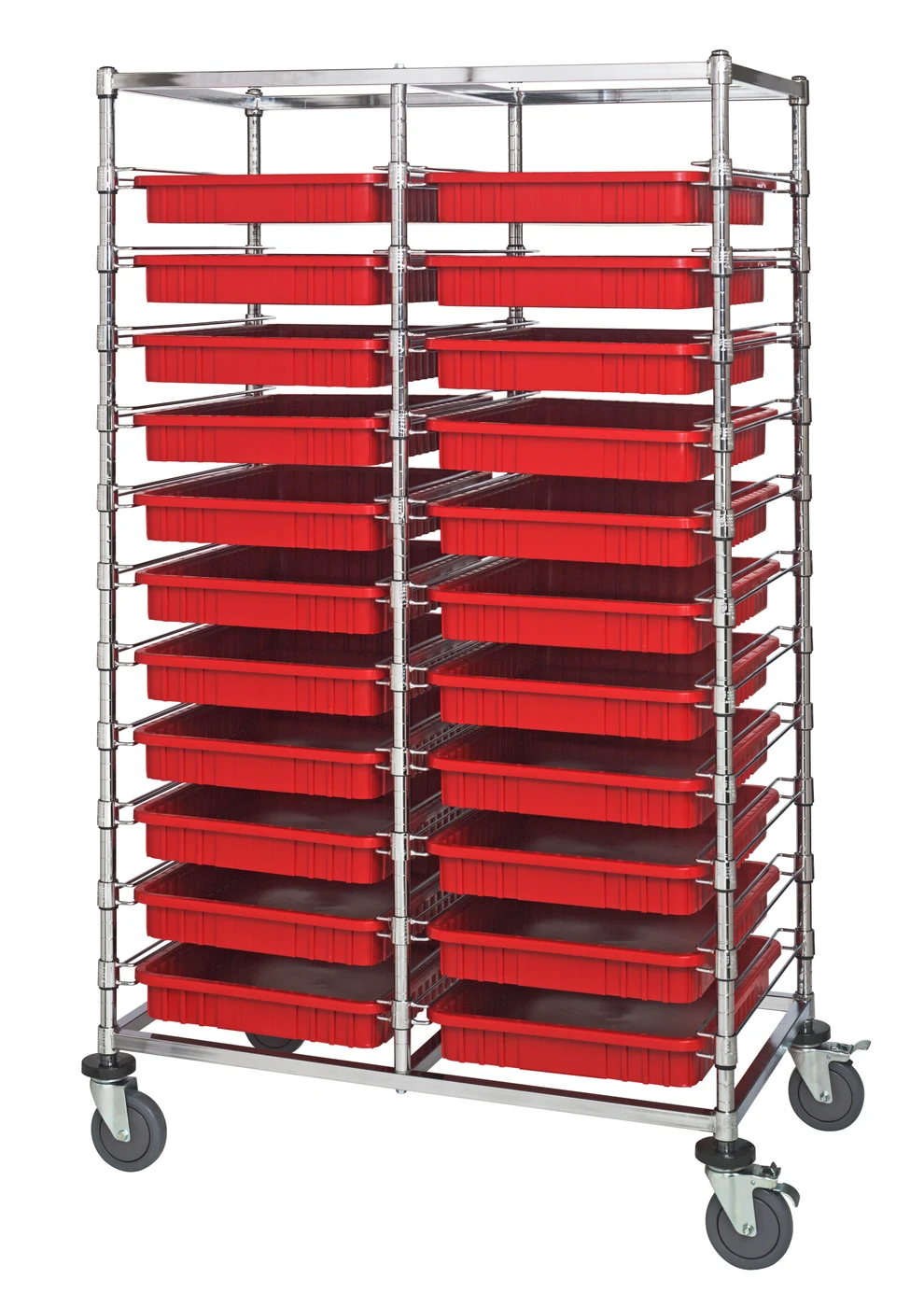 Quantum BC214069M2DRD Mobile Bin Cart, 24"W x 40"L x 69"H, 1200 lb capacity, Chrome
