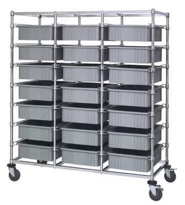 Quantum BC216069M1TGY Mobile Bin Cart, 24"W x 60"L x 69"H, 1200 lb capacity, Chrome