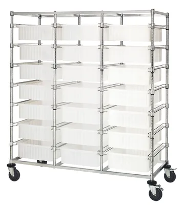 Quantum BC216069M1TCL Mobile Bin Cart, 24"W x 60"L x 69"H, 1200 lb capacity, Chrome
