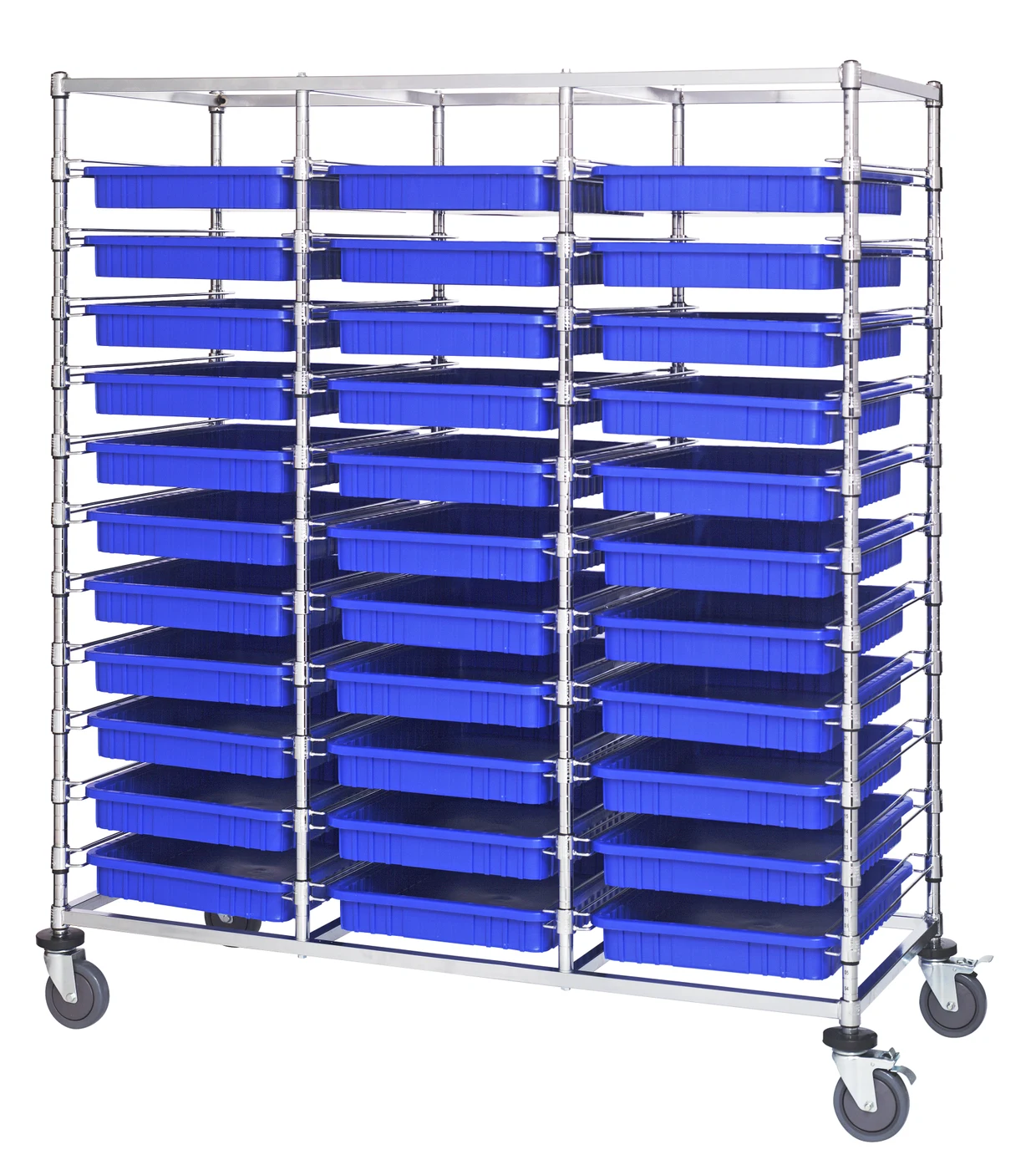 Quantum BC216069M2TBL Mobile Bin Cart, 24"W x 60"L x 69"H, 1200 lb capacity, Chrome