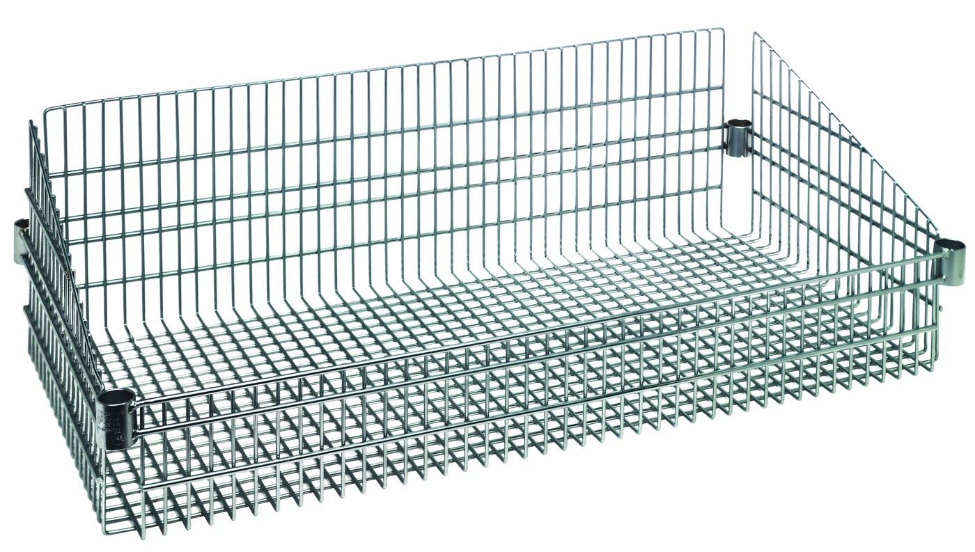 Quantum BSK2436C Post Mount Basket, 24"W x 36"L x 10"H, 600-800 lb capacity, Chrome